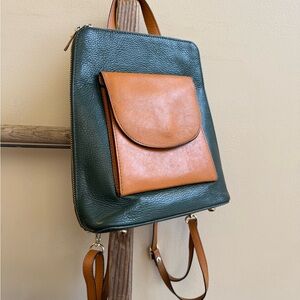 Divina Firenze Forest Green Convertible Leather Backpack Purse